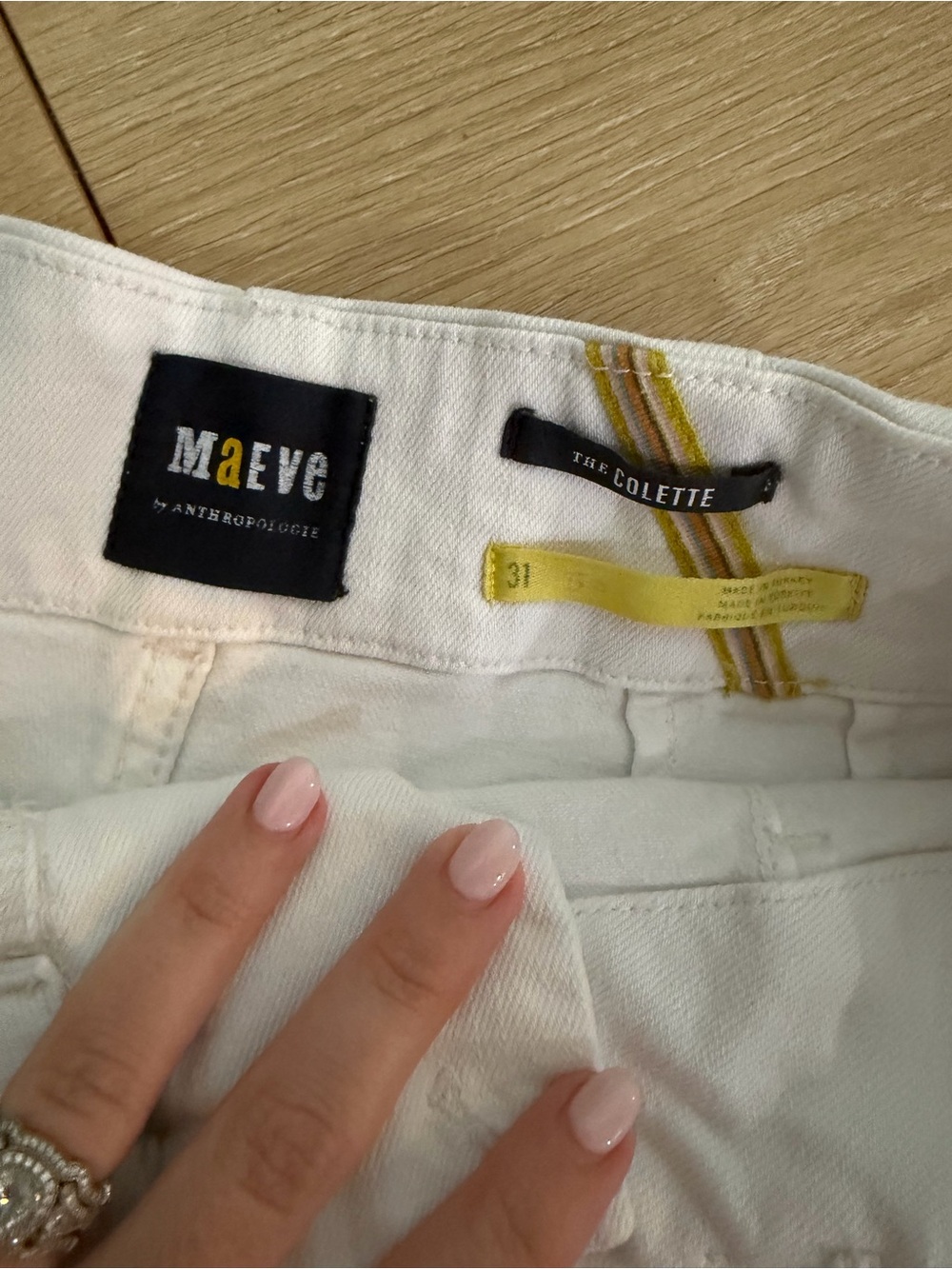Anthropologie Maeve Wide-Leg White Denim Jeans Colette - Picture 2 of 3
